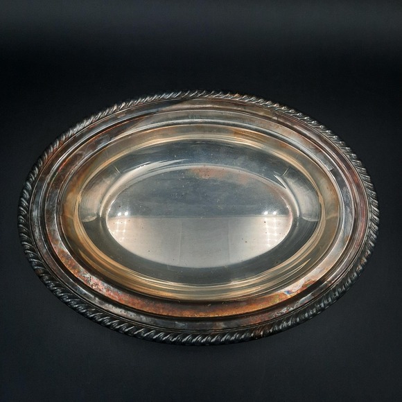 International Silver CO. Silver Plate Oval Platter Serving Dish Rope Edge - Picture 9 of 11